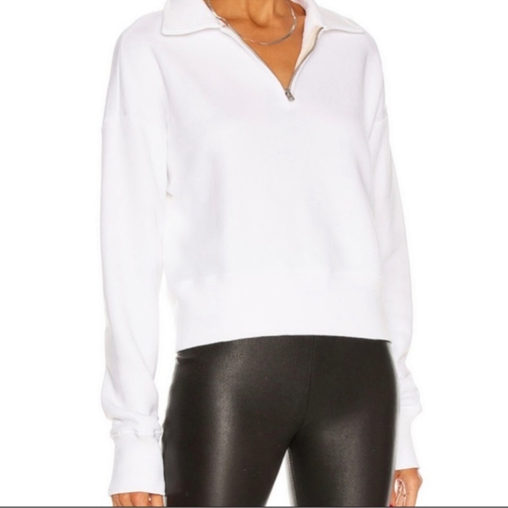 NWOT RE/DONE 70s Half Zip Sweatshirt white
